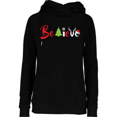 Believe In Christmas Spirit Womens Funnel Neck Pullover Hood
