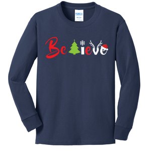 Believe In Christmas Spirit Kids Long Sleeve Shirt