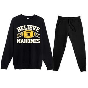 Believe In Mahomes KC Football Kansas City Fan Premium Crewneck Sweatsuit Set