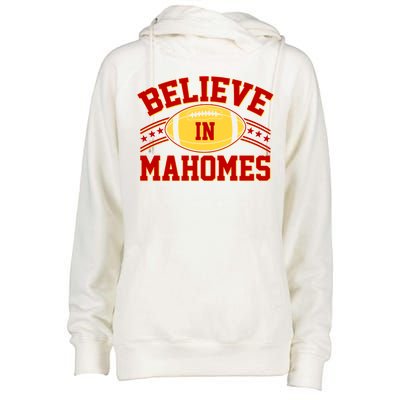 Believe In Mahomes KC Football Kansas City Fan Womens Funnel Neck Pullover Hood