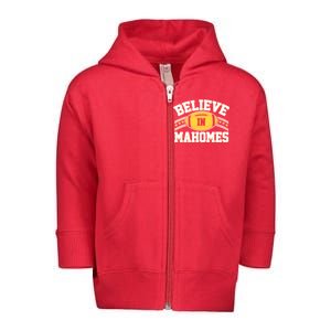 Believe In Mahomes KC Football Kansas City Fan Toddler Zip Fleece Hoodie