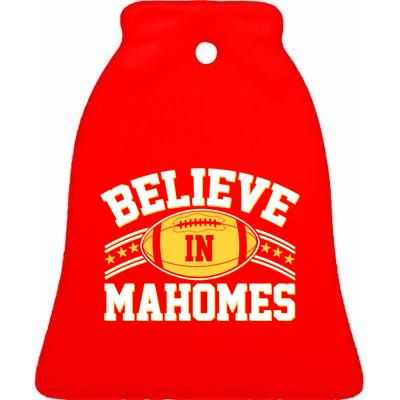 Believe In Mahomes KC Football Kansas City Fan Ceramic Bell Ornament