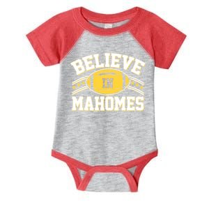 Believe In Mahomes KC Football Kansas City Fan Infant Baby Jersey Bodysuit