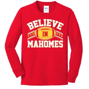 Believe In Mahomes KC Football Kansas City Fan Kids Long Sleeve Shirt