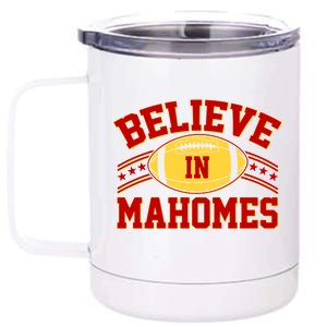 Believe In Mahomes KC Football Kansas City Fan 12 oz Stainless Steel Tumbler Cup