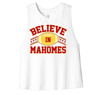 Believe In Mahomes KC Football Kansas City Fan Women's Racerback Cropped Tank