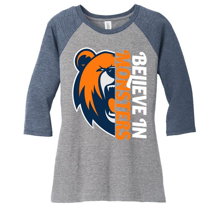 Believe In Monsters Chicago Football Women's Tri-Blend 3/4-Sleeve Raglan Shirt