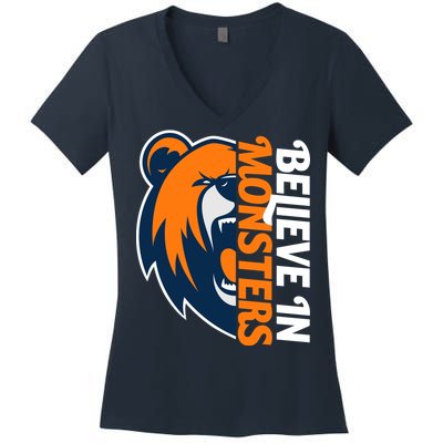 Believe In Monsters Chicago Football Women's V-Neck T-Shirt