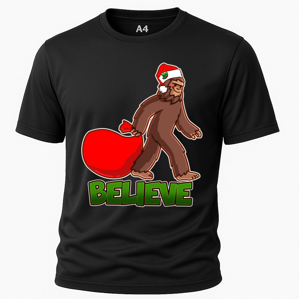 Believe In Santa Bigfoot Cooling Performance Crew T-Shirt