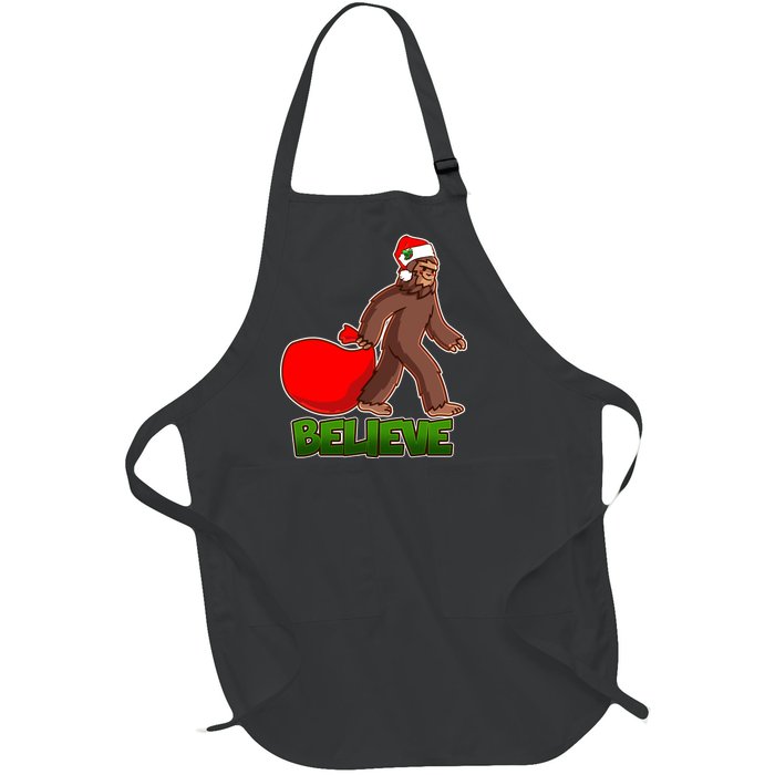 Believe In Santa Bigfoot Full-Length Apron With Pockets