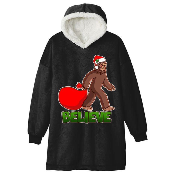 Believe In Santa Bigfoot Hooded Wearable Blanket