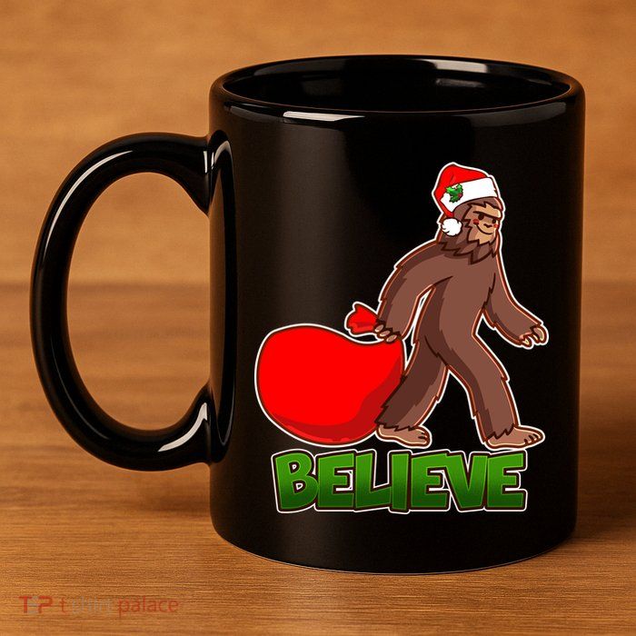 Believe In Santa Bigfoot 11oz C Handle Ceramic Mug