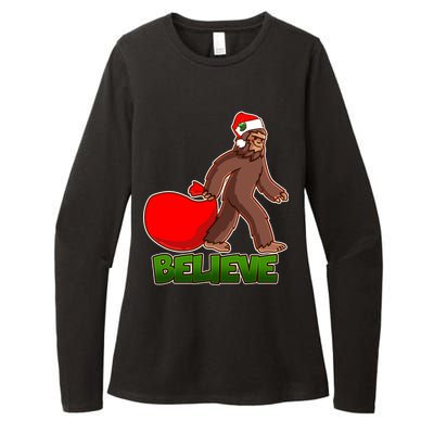 Believe In Santa Bigfoot Womens CVC Long Sleeve Shirt