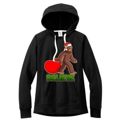 Believe In Santa Bigfoot Women's Fleece Hoodie