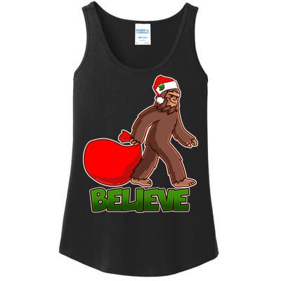 Believe In Santa Bigfoot Ladies Essential Tank