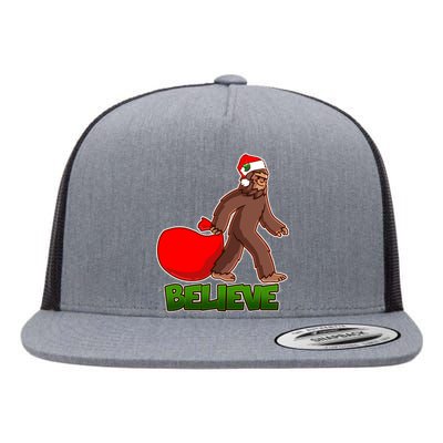 Believe In Santa Bigfoot Flat Bill Trucker Hat