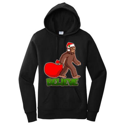 Believe In Santa Bigfoot Women's Pullover Hoodie