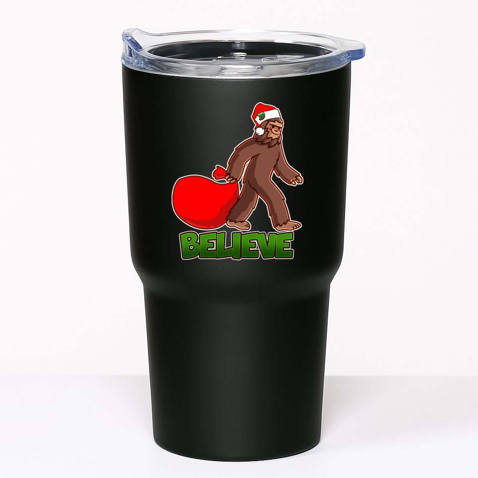 Believe In Santa Bigfoot Tumbler