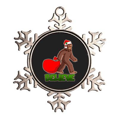 Believe In Santa Bigfoot Metallic Star Ornament