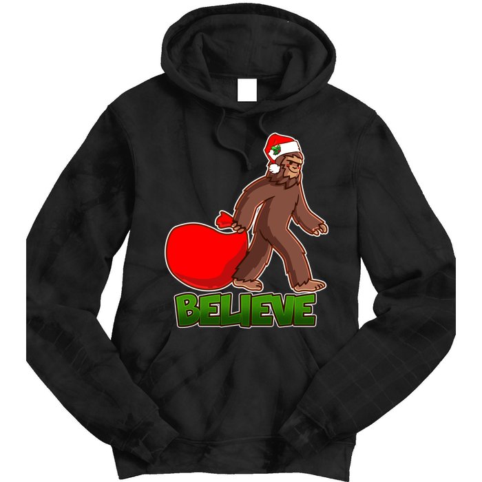 Believe In Santa Bigfoot Tie Dye Hoodie