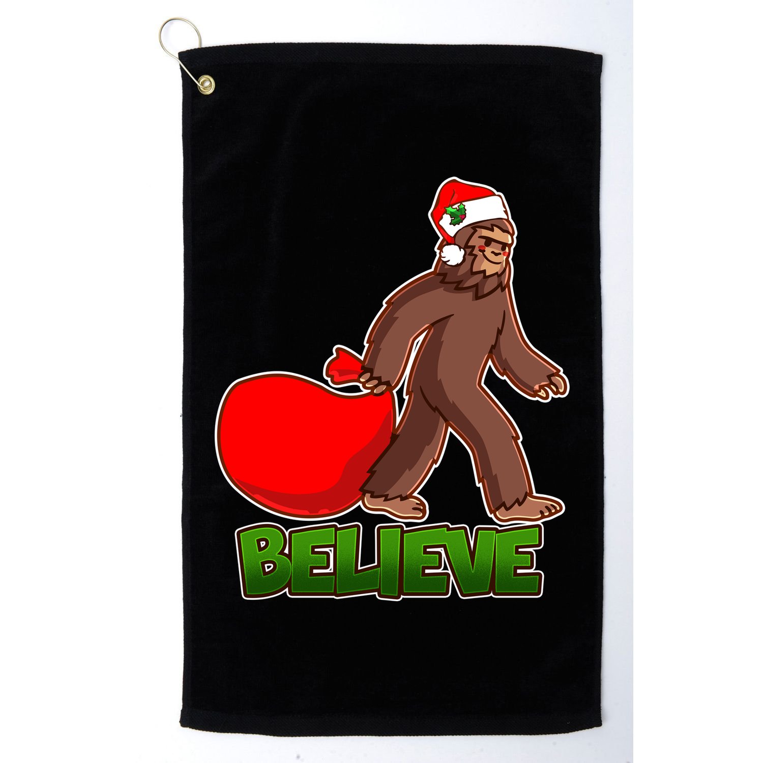 Believe In Santa Bigfoot Golf Towel