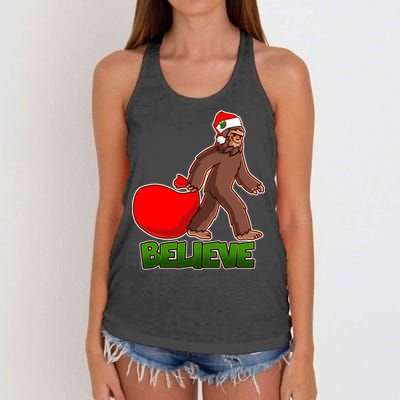 Believe In Santa Bigfoot Women's Knotted Racerback Tank