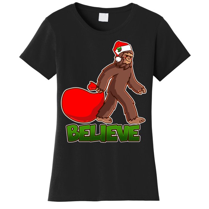 Believe In Santa Bigfoot Women's T-Shirt