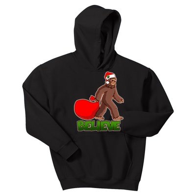 Believe In Santa Bigfoot Kids Hoodie