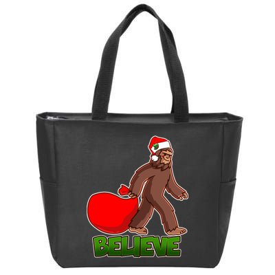 Believe In Santa Bigfoot Zip Tote Bag