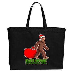 Believe In Santa Bigfoot Cotton Canvas Jumbo Tote