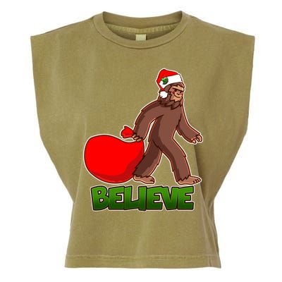 Believe In Santa Bigfoot Garment-Dyed Women's Muscle Tee