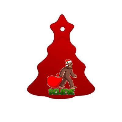 Believe In Santa Bigfoot Ceramic Tree Ornament