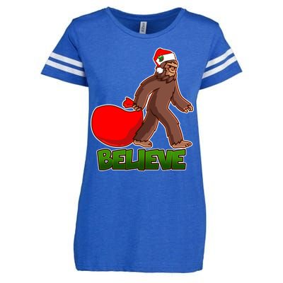 Believe In Santa Bigfoot Enza Ladies Jersey Football T-Shirt