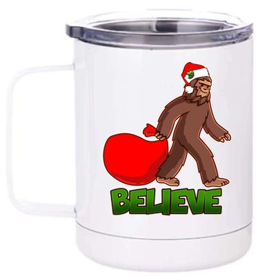 Believe In Santa Bigfoot 12 oz Stainless Steel Tumbler Cup