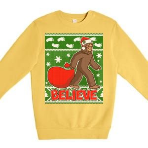 Believe In Santa Bigfoot Ugly Christmas Premium Crewneck Sweatshirt