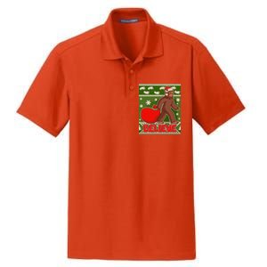 Believe In Santa Bigfoot Ugly Christmas Dry Zone Grid Polo