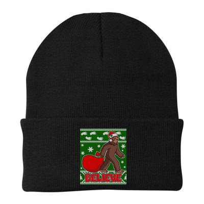 Believe In Santa Bigfoot Ugly Christmas Beanie