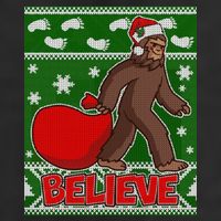 Believe In Santa Bigfoot Ugly Christmas Beanie