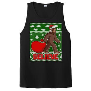 Believe In Santa Bigfoot Ugly Christmas PosiCharge Competitor Tank