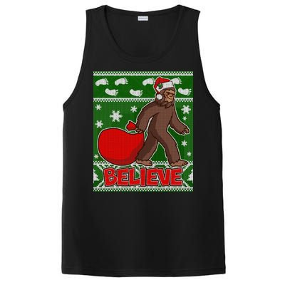 Believe In Santa Bigfoot Ugly Christmas PosiCharge Competitor Tank