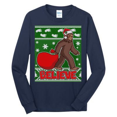 Believe In Santa Bigfoot Ugly Christmas Tall Long Sleeve T-Shirt