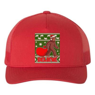 Believe In Santa Bigfoot Ugly Christmas Yupoong Adult 5-Panel Trucker Hat