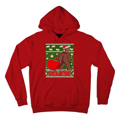 Believe In Santa Bigfoot Ugly Christmas Hoodie