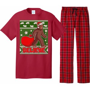 Believe In Santa Bigfoot Ugly Christmas Pajama Set