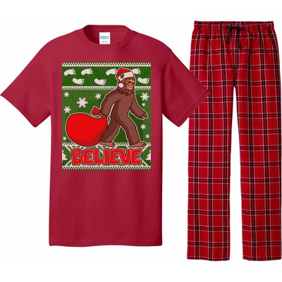 Believe In Santa Bigfoot Ugly Christmas Pajama Set