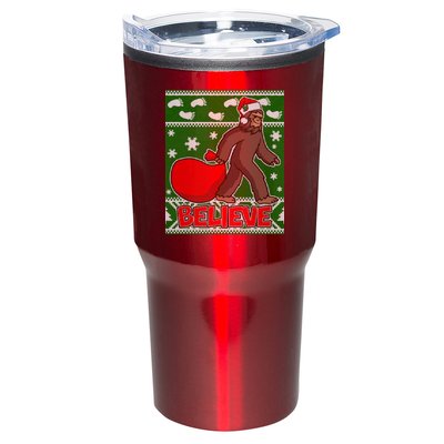 Believe In Santa Bigfoot Ugly Christmas Tumbler