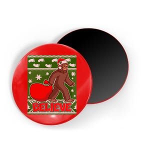 Believe In Santa Bigfoot Ugly Christmas Magnet