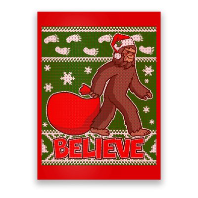 Believe In Santa Bigfoot Ugly Christmas Poster