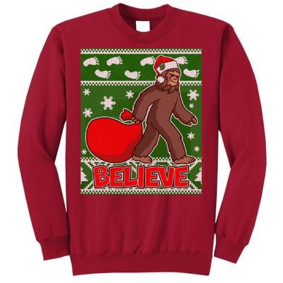 Believe In Santa Bigfoot Ugly Christmas Tall Sweatshirt