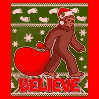 Believe In Santa Bigfoot Ugly Christmas Baby Bodysuit